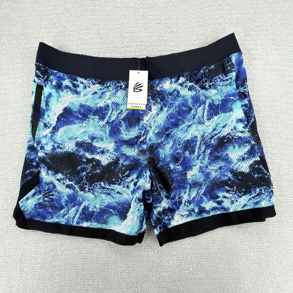 Under Armour Curry X Bruce Lee Shorts Mens 3XL Blue‎ Be Water Mesh Lunar Year